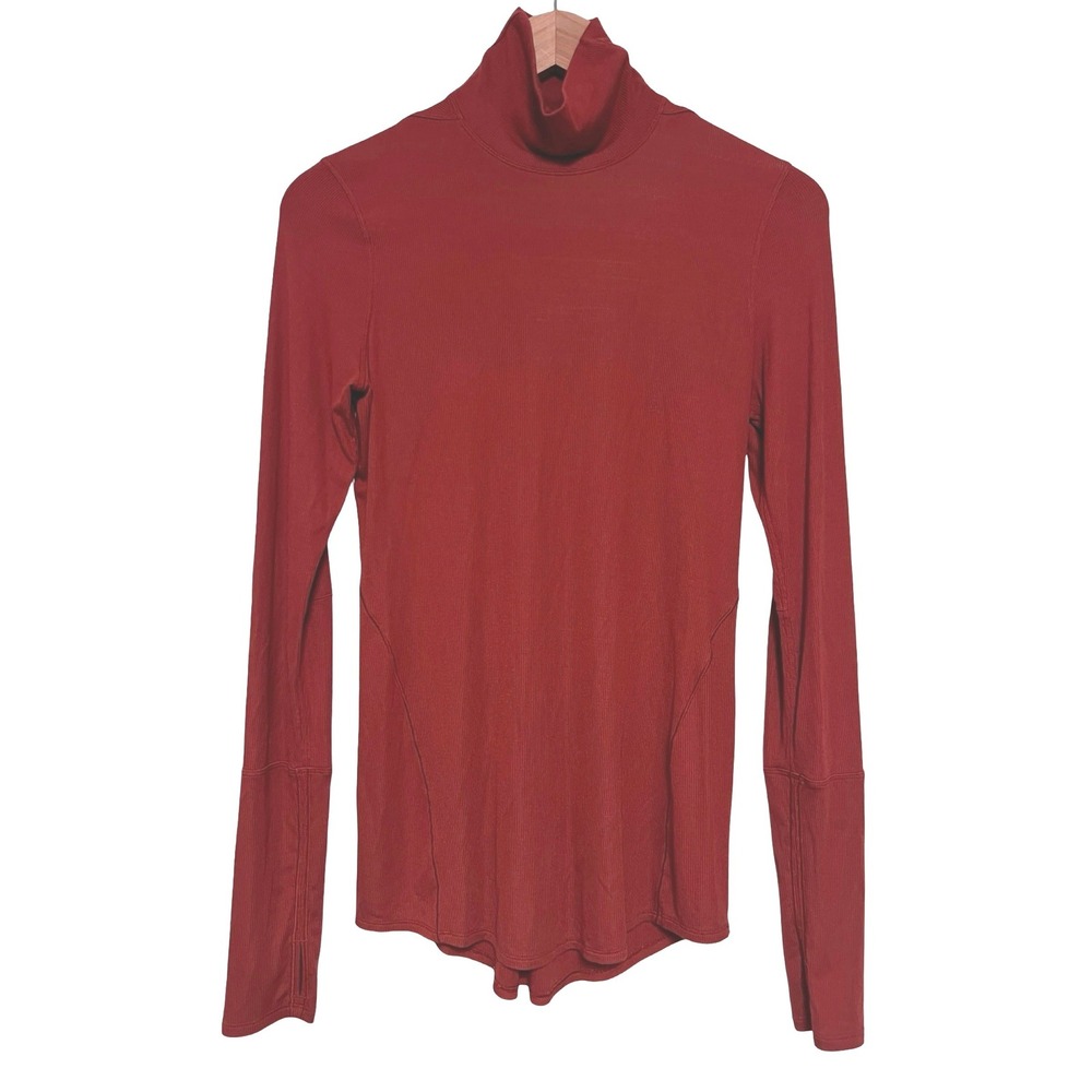 Lululemon Rest Less Pullover 4 Red Ribbed Knit Athletic Yoga Cozy